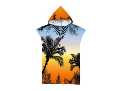 Barevné pončo PALM BEACH 80x145 cm ideální na plážPlážové pončo PALM BEACH 80x145 cm s tropickým motivem
