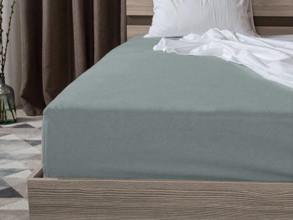 Jersey prostěradlo zelenomodré 180 x 200 cm z hebké bavlny s gumou