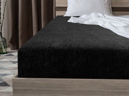 Luxusní froté prostěradlo 140 x 200 cm v elegantní černé barvě
