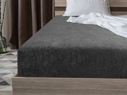 Kvalitní froté prostěradlo tmavě šedé 140 x 200 cm pro pohodlný spánek