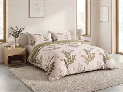 Mikroflanelové povlečení ORVILA barevné s botanickým motivem listů