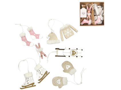 Sada vánočních závěsných dekorací NORDIC MOMENTS 6 ks růžová ve skandinávském stylu