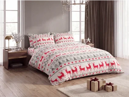 Flanelové povlečení DEER DREAMS bílé