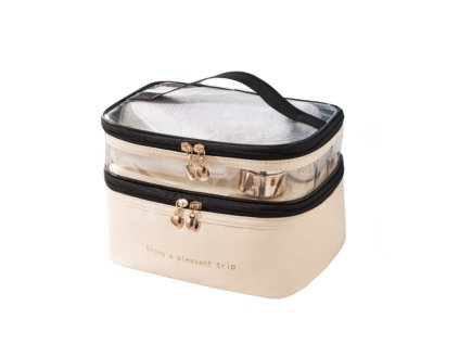 Kosmetická taška FLOORY 17x23 cm krémová na cestování i domácí použití