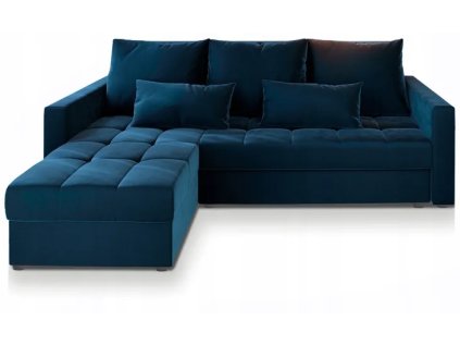Tmavě modrá rozkládací rohová pohovka ZENOVA 220 x 140 cm