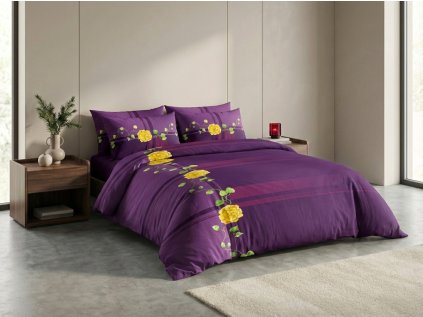 Bavlněné povlečení RENARA fialové s květinovým motivem