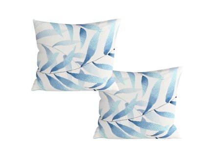 Sada 2 povlaků KOVENDI z mikrovlákna – svěží modro-bílý listový motiv