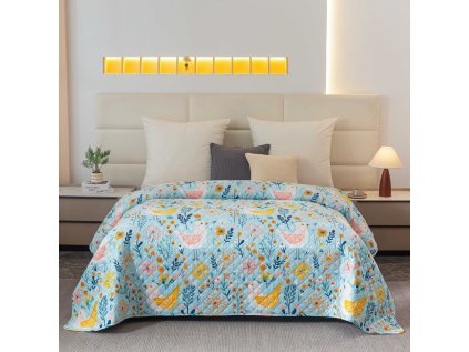 91440 2 barevny prehoz na postel spring tweet jarni design