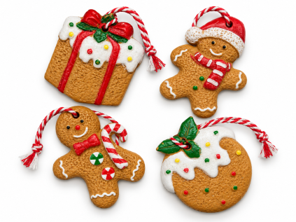 Sada 4 ks vánočních ozdob COOKIE CHRISTMAS 6 cm