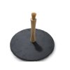 Okrogli pladenj iz skrilavca SLATE z držalom in zobotrebci  iz bambusa