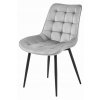 Elegantní světle šedá sametová židle BERA s černými kovovými nohami