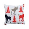 Dekorační povlak na polštář VÁNOČNÍ LOS 40x50 cm v bílé barvě s motivem losů a stromů