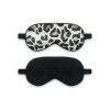 Škraboška SLEEPY LEOPARD, černá, stylový leopardí vzor, jemný materiál, elastický pásek, ideální na cesty i domů.