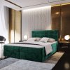 Oblazinjena postelja boxspring GLORIEN VELVET 160x200 cm temno zelena