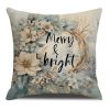 Vánoční povlak na polštář MERRY & BRIGHT 45x45 cm s květinovým věncem