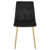 Designová černá sametová židle LIBRA do jídelny se zlatými nohami