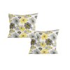 Sada 2 povlaků FEONELLE z mikrovlákna – květinový vzor v šedé a žluté