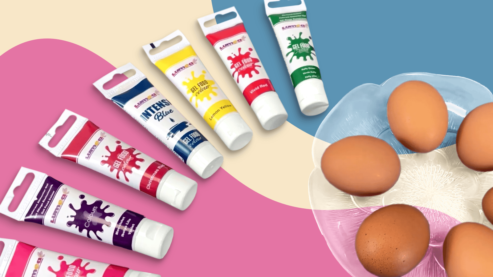 Velikonoční barvení kraslic s gelovými potravinářskými barvami Lumea