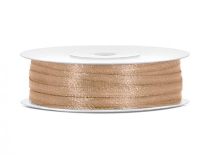 Saténová stuha 3mm/50m SVĚTLE ZLATÁ