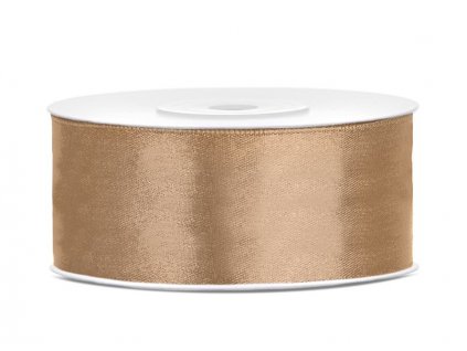 Saténová stuha 25mm/25m SVĚTLE ZLATÁ