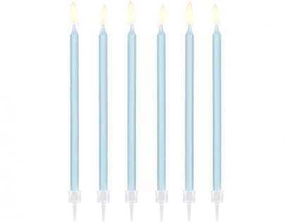 Svíčky narozeninové světle modré 14cm, 12ks PartyDeco