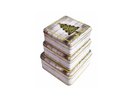 Sada plechových dóz Stromeček, 3ks