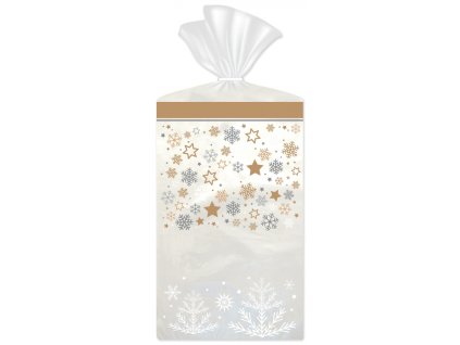 Celofánové sáčky Zlaté vločky 11x21cm, 10ks