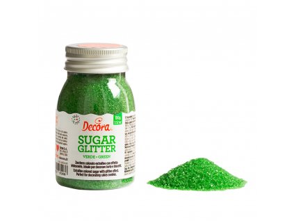 Cukrové zdobení Decora, Třpytkový cukr Green - zelený 100g