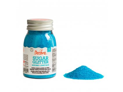 Cukrové zdobení Decora, Třpytkový cukr Light Blue - modrý 100g