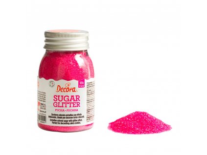 Cukrové zdobení Decora, Třpytkový cukr Fuchsia - růžový 100g