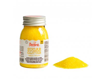 Cukrové zdobení Decora, Třpytkový cukr Yellow - žlutý 100g