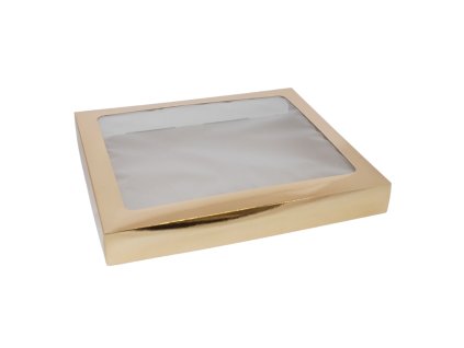 Krabice na makronky a cukroví zlatá 1kg, 30 x 25 x 3,7cm