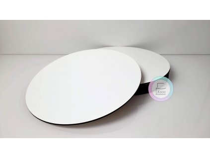 Pevná dřevovláknitá bílá podložka 10ks, pr.30cm - tmavě hnědá hrana