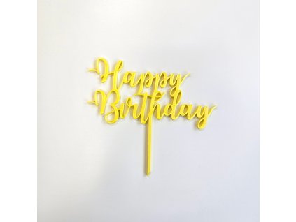 Zápich Happy Birthday žluto zlatý