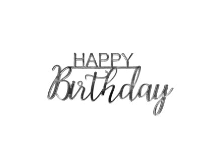 Dekorační nápis plexi stříbrný Happy Birthday III.