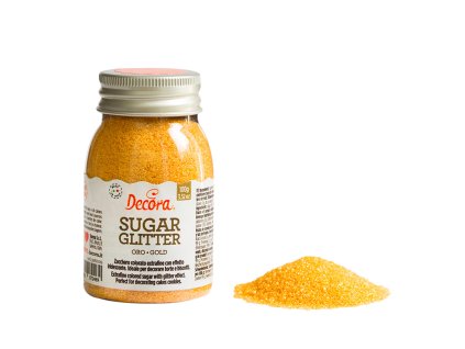 Cukrové zdobení Decora, Třpytkový cukr Gold - zlatý 100g