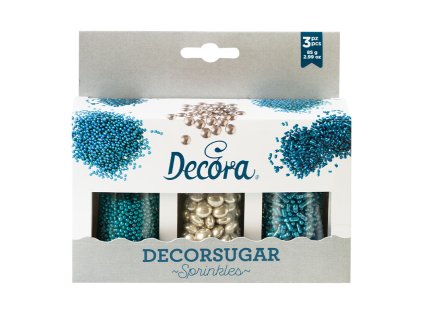 Sada zdobení Decora, Stříbrná/Modrá 85g
