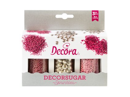 Sada zdobení Decora, Stříbrná/Růžová 85g