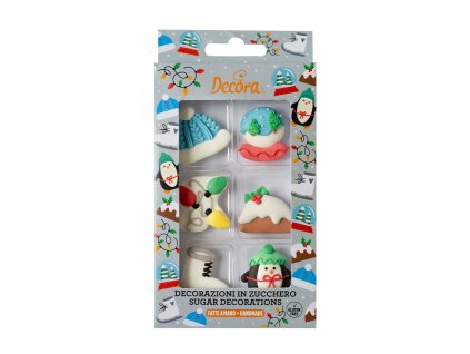 Cukrové zdobení Decora, White Christmas 6ks