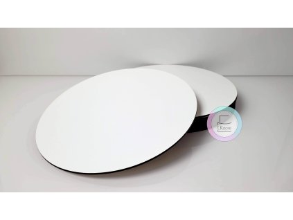 Pevná dřevovláknitá bílá podložka 10ks, pr.33cm - tmavě hnědá hrana
