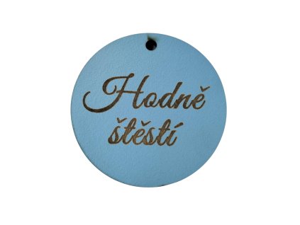 Cedulka kulatá "Hodně štěstí I." modrá