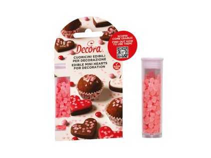 Zdobení Decora, růžová srdíčka 1g