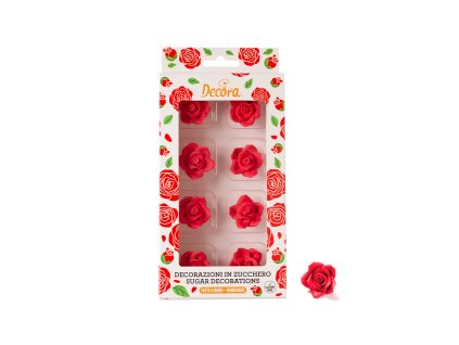 Cukrové dekorace Růže malé červené Decora, 8ks