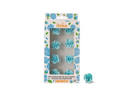 Cukrové dekorace Růže malé modré Decora, 8ks