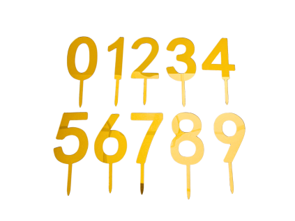 Sada plastových zlatých čísel 0-9, 10ks