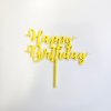 Zápich Happy Birthday žluto zlatý