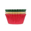 HM6017 HOUSE OF MARIE BAKING CUPS FOIL RED GREEN GOLD