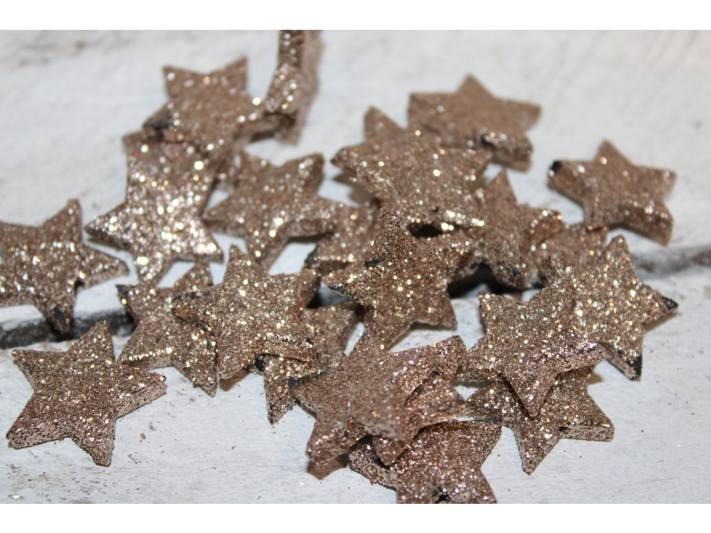 Hvězdičky s glitry v barvě šampaň