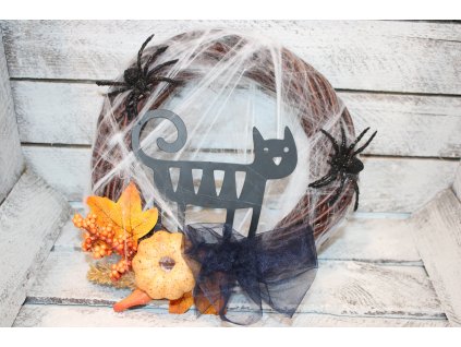 🎃 Halloweenský proutěný věnec s, pavouky a dýněmi – stylová dekorace na dveře i do interiéru