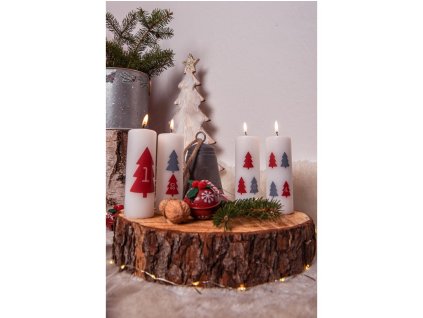 Válec advent 4ks stromečky šedo-červené